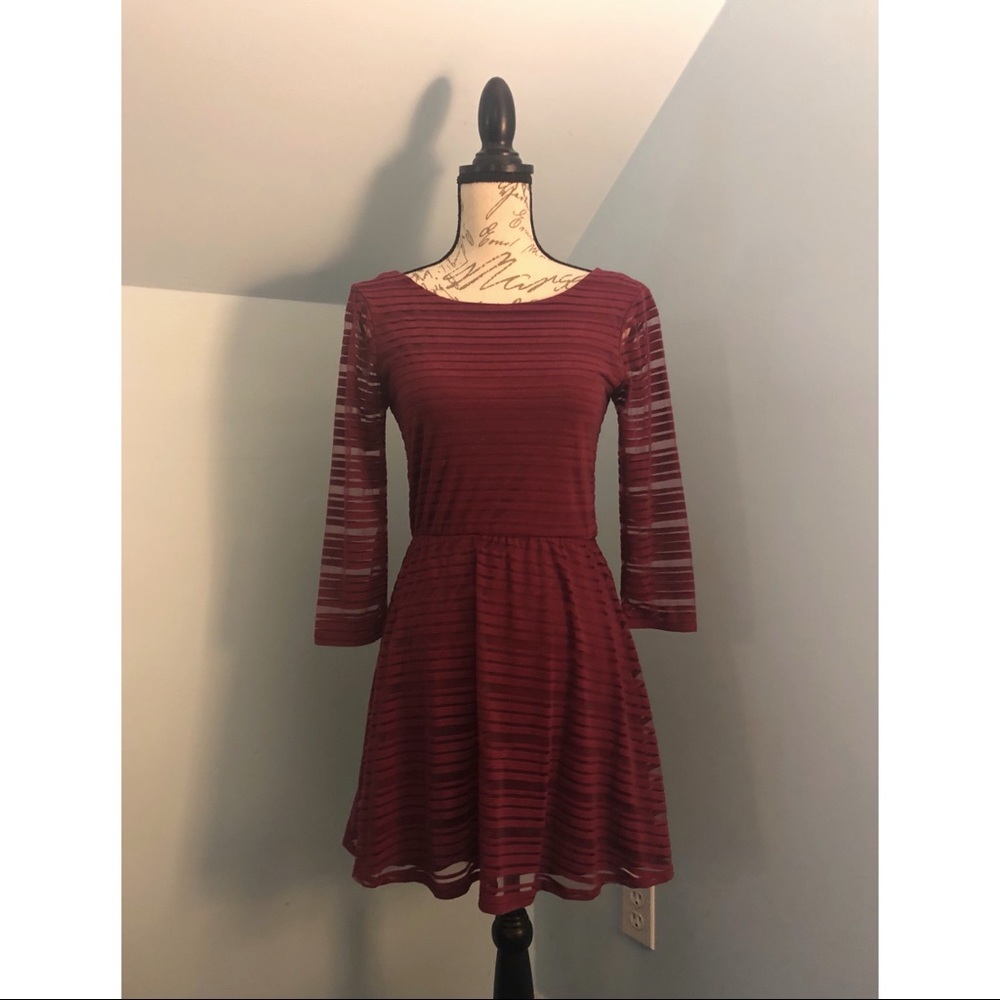 Striped Dress In Burgundy